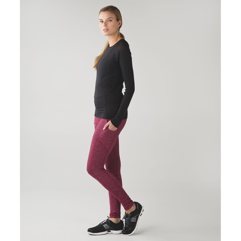 Lululemon Speed Tight IV Rulu Leggings Size 6 Mini Check Pique Bordeaux Drama